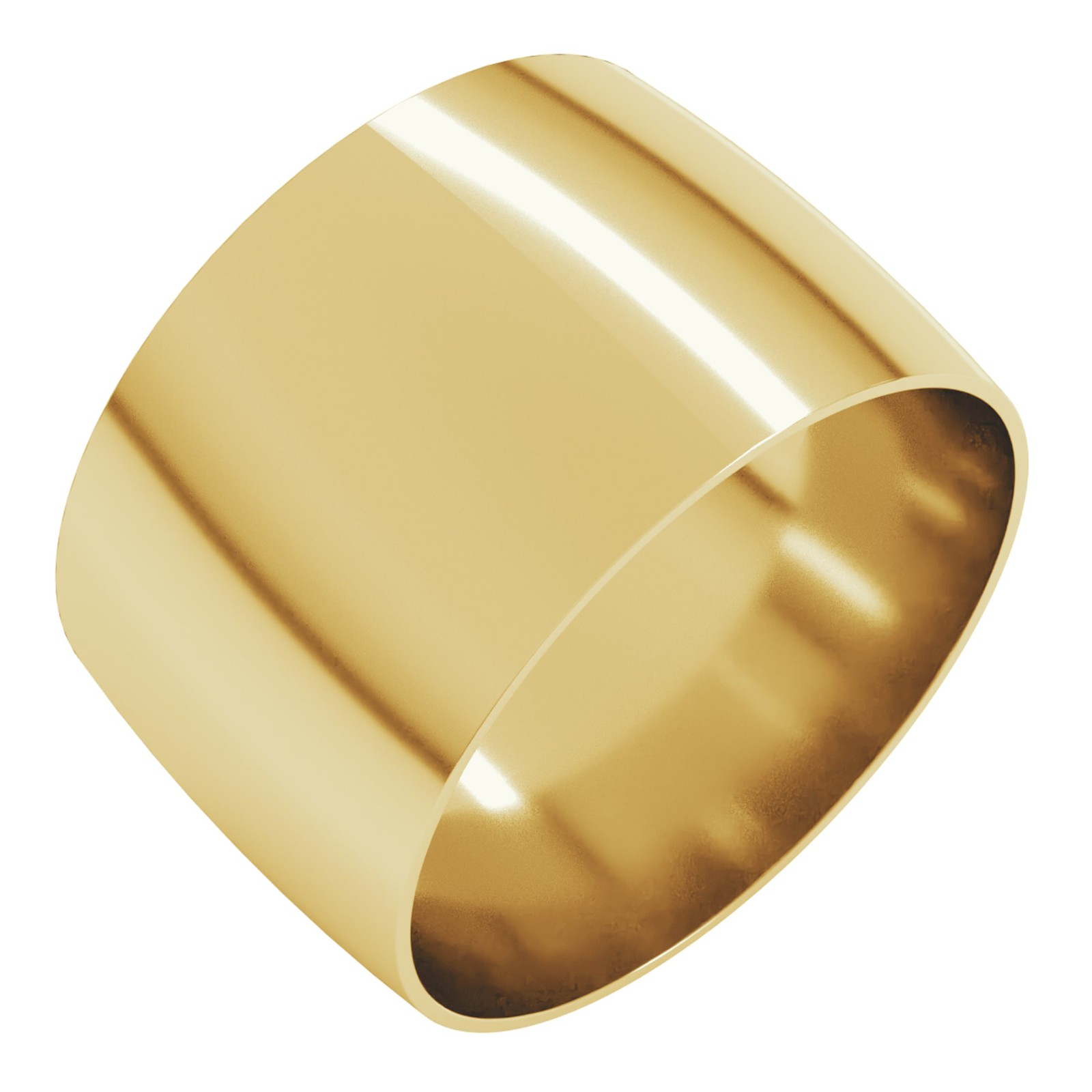 14K Yellow Gold 12 mm Half Round Comfort Fit Wedding Band