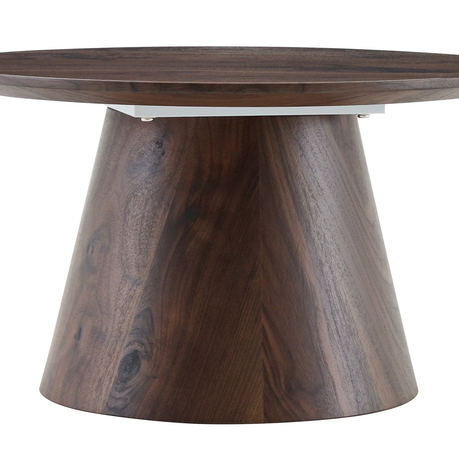 Walnut wood grain medium density fiberboard circular coffee table - diameter 2