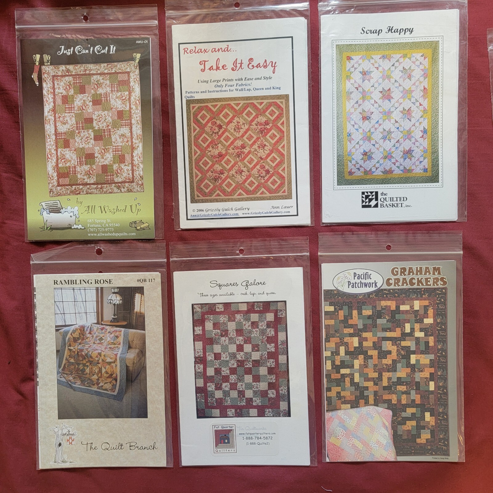 New Old stock Lot of 6 Quilting Patterns Different Brands Sizes & Styles **
