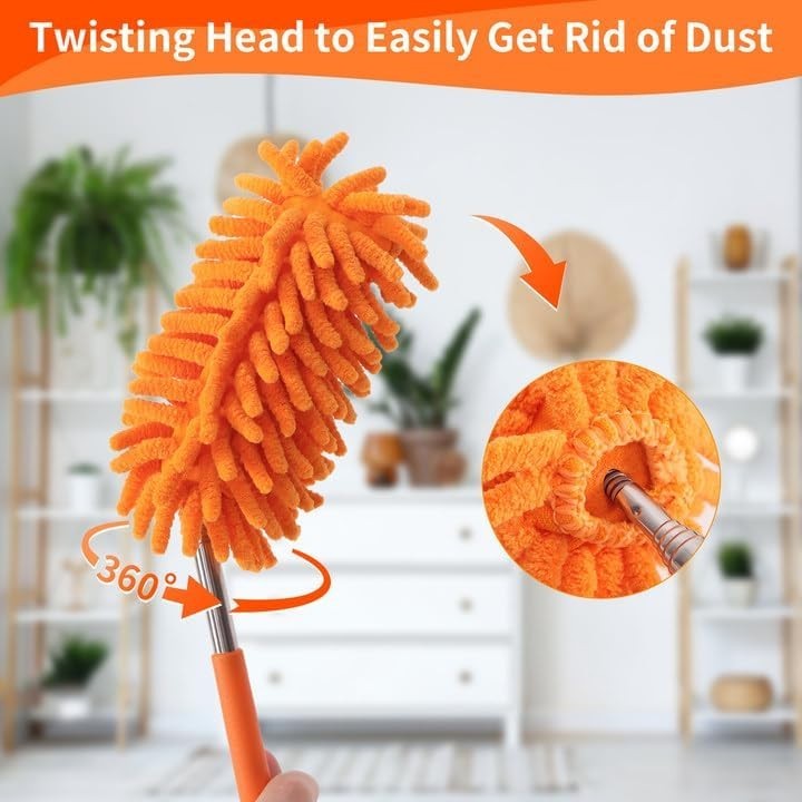 Compact Washable Duster with 360° Rotatable Head for Home, Office & Car Cleaning
