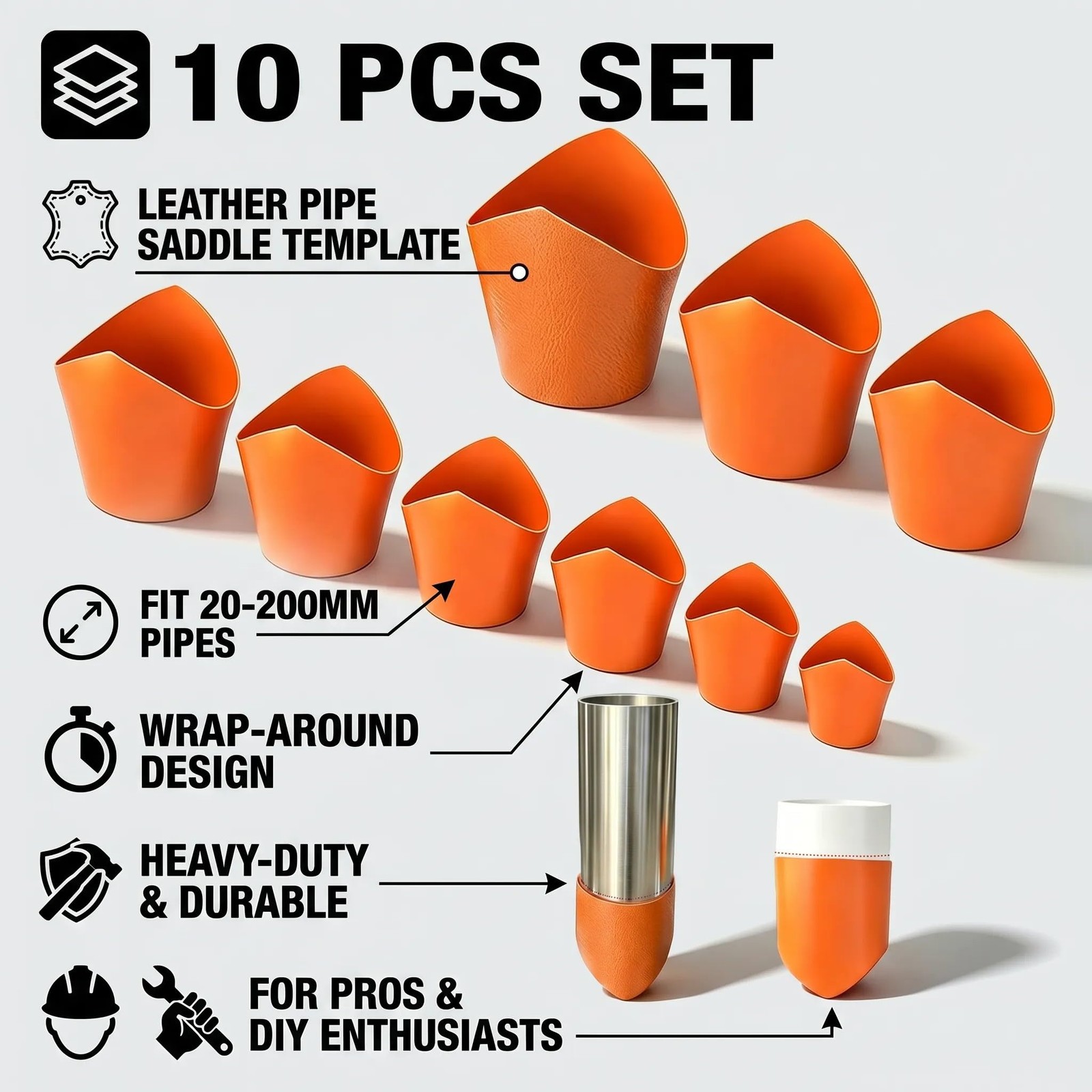 10Pcs Precision Pipe Saddle Template Cutting Guide，for DN20DN200，Pipe Cutting...