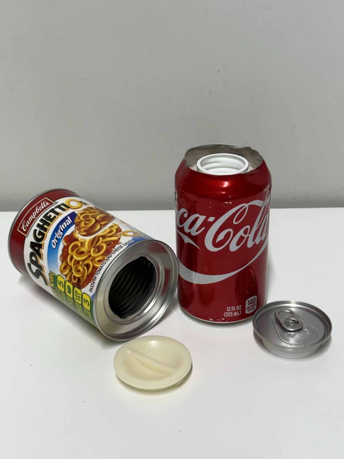 2 Hidden Storage Stash Cans Coca-Cola & SpaghettiOs Diversion Safe Cans
