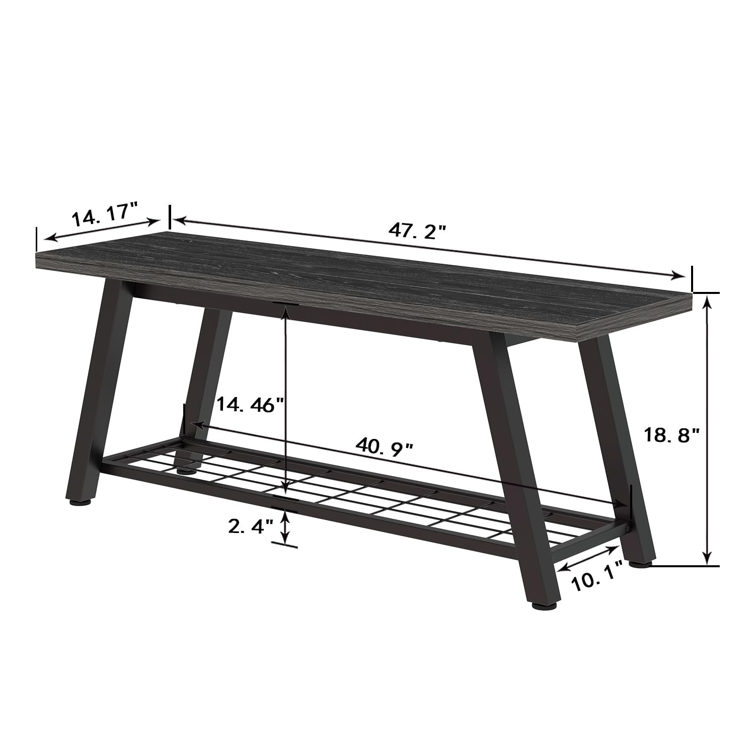 Oastreeful Industrial Entryway Bench Charcoal Black