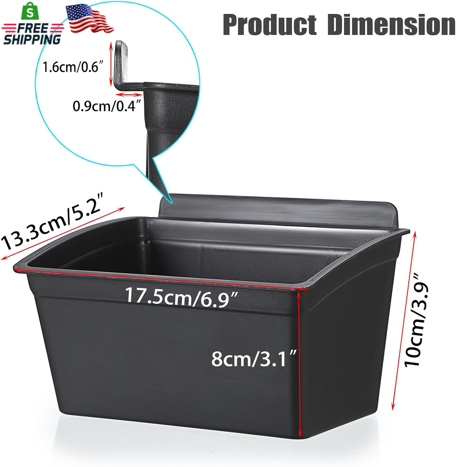 6 Pack Slatwall Storage Bins Plastic Garage Organizer Tool Accessories Black
