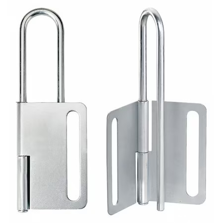 Zoro Select 7604 Lockout Hasp, Silver, Steel, 8 Max. No. Of Padlocks, 9/32 In,