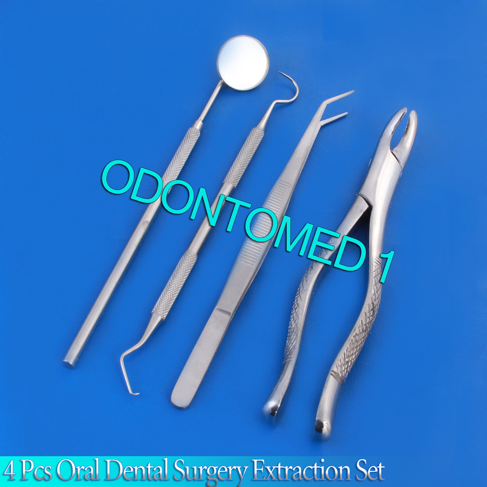 SET OF 4 PCS ORAL DENTAL SURGERY EXTRACTION KIT WITH EXTRACTING FORCEPS #4