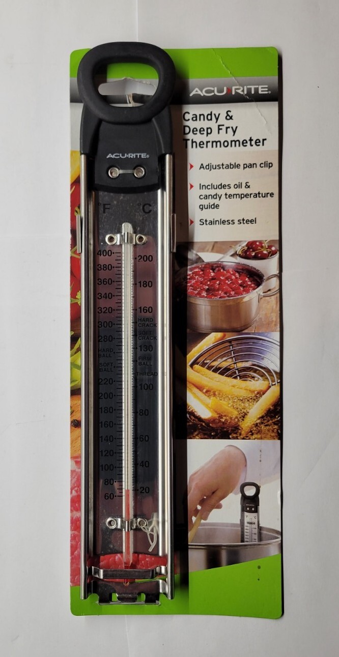 NEW - AcuRite Candy & Deep Fry Thermometer Pan Clip 60-400 Degrees Stainless