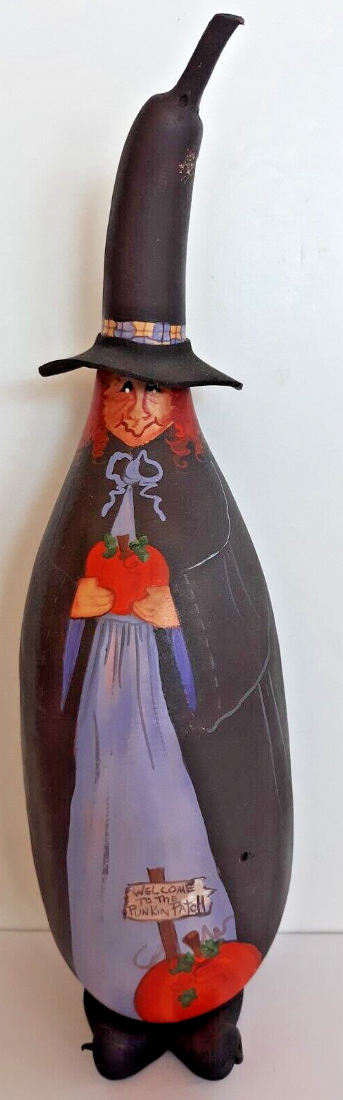 Halloween Witch large hand painted gourd 12" tall
