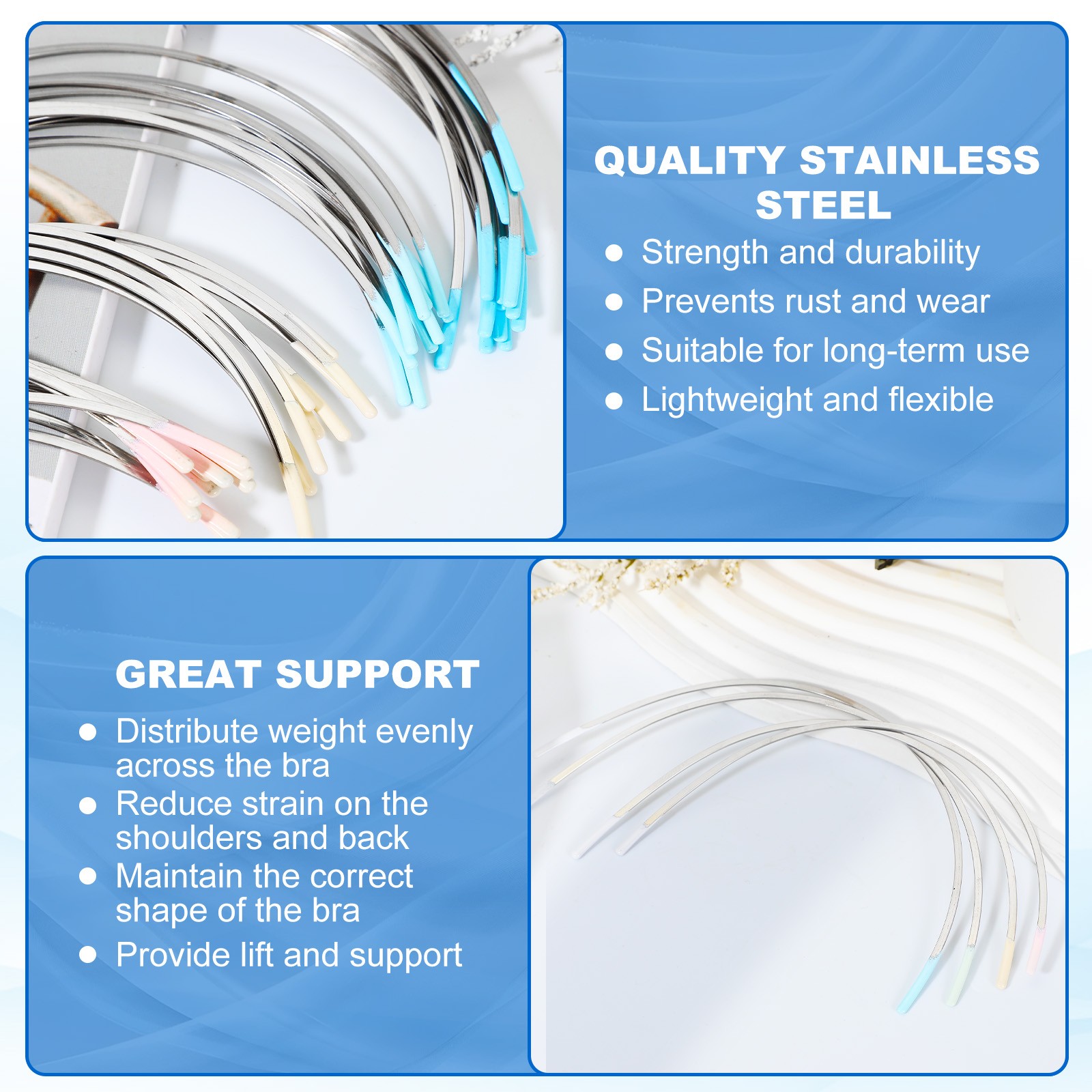 10 Pair Metal Bra Under Wires Bra Wire Replacement Bra Supporters(40)