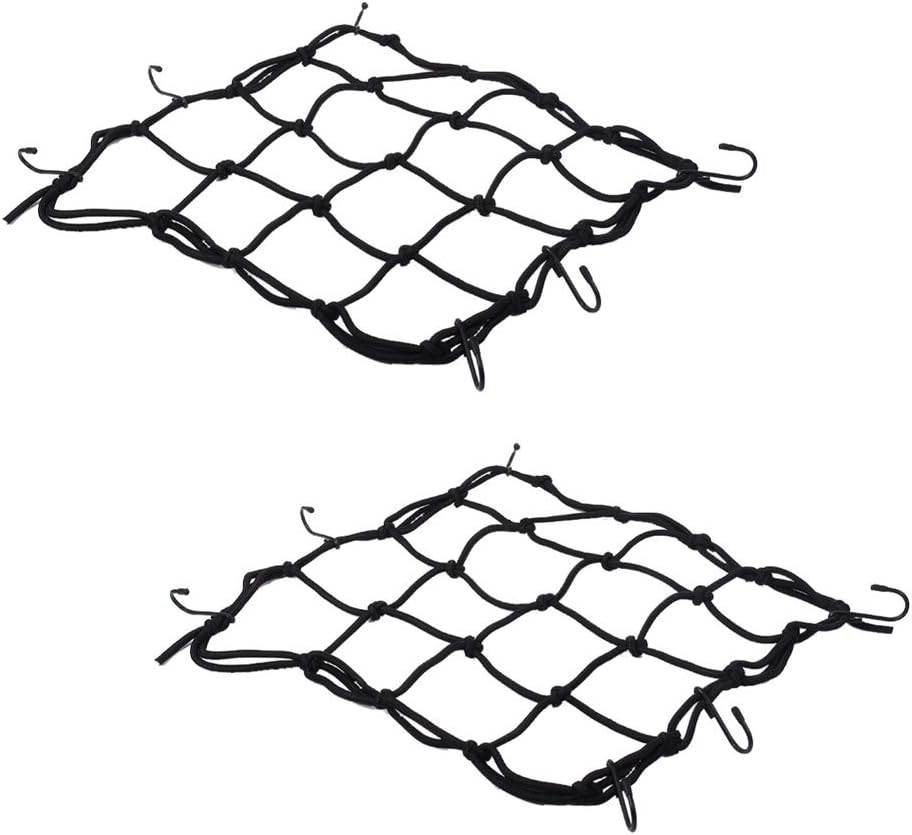 2 PCS Cargo Net,11.8 Inch X11.8 Inch Rack Bungee Net 6 Adjustable Hooks for Bike