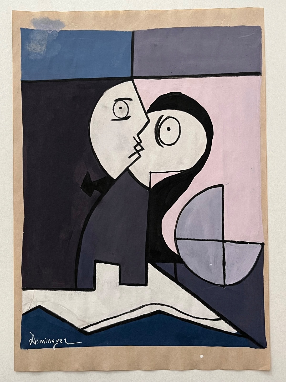 Óscar Domínguez (Handmade) Mixed Media on Paper Painting signed and stamped