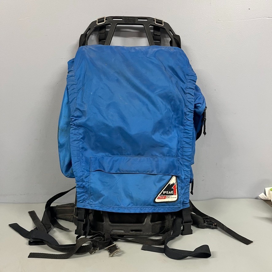 Vintage Coleman Peak 1 External Frame Hiking Backpack Blue Camping Pack Large