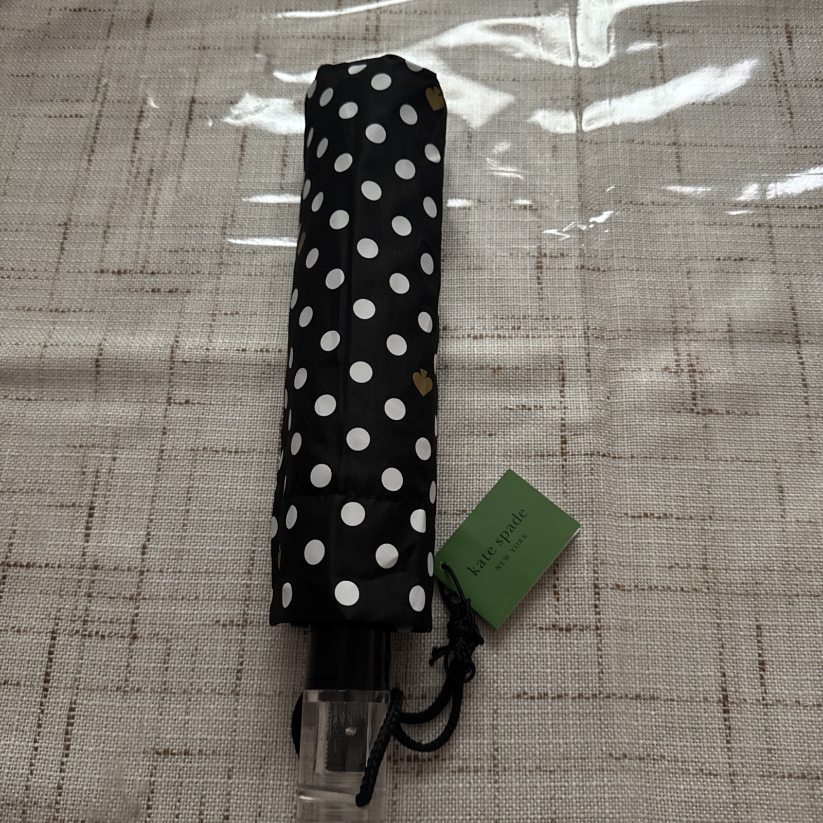Kate Spade Black and White Polka Dot Travel Umbrella