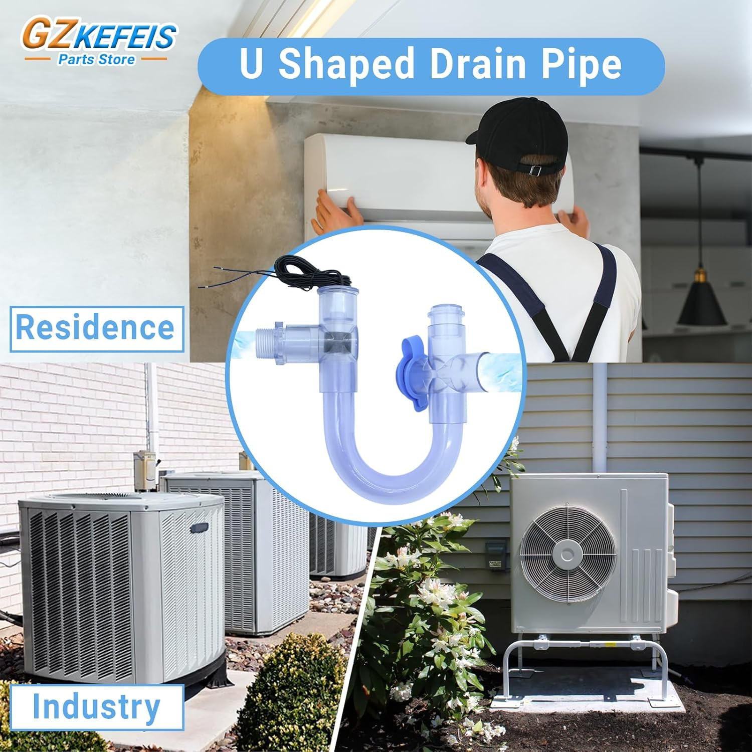 Condensate Trap with Built-In Overflow Switch for HVAC Systems - 3/4 Inch Standa