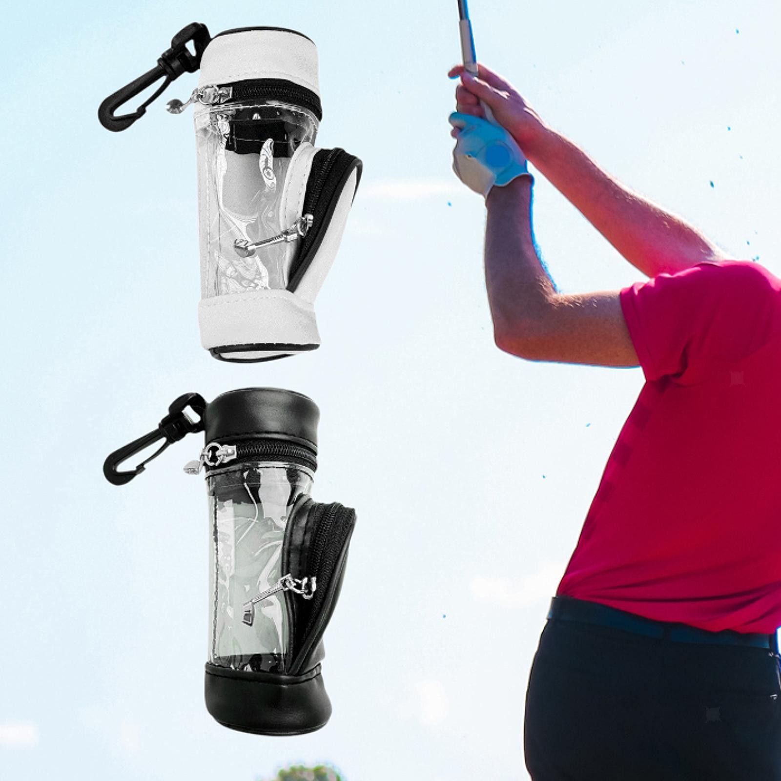 Golf Ball Bag Portable Small PU Leather Golf Ball Carrying Bag Organizer