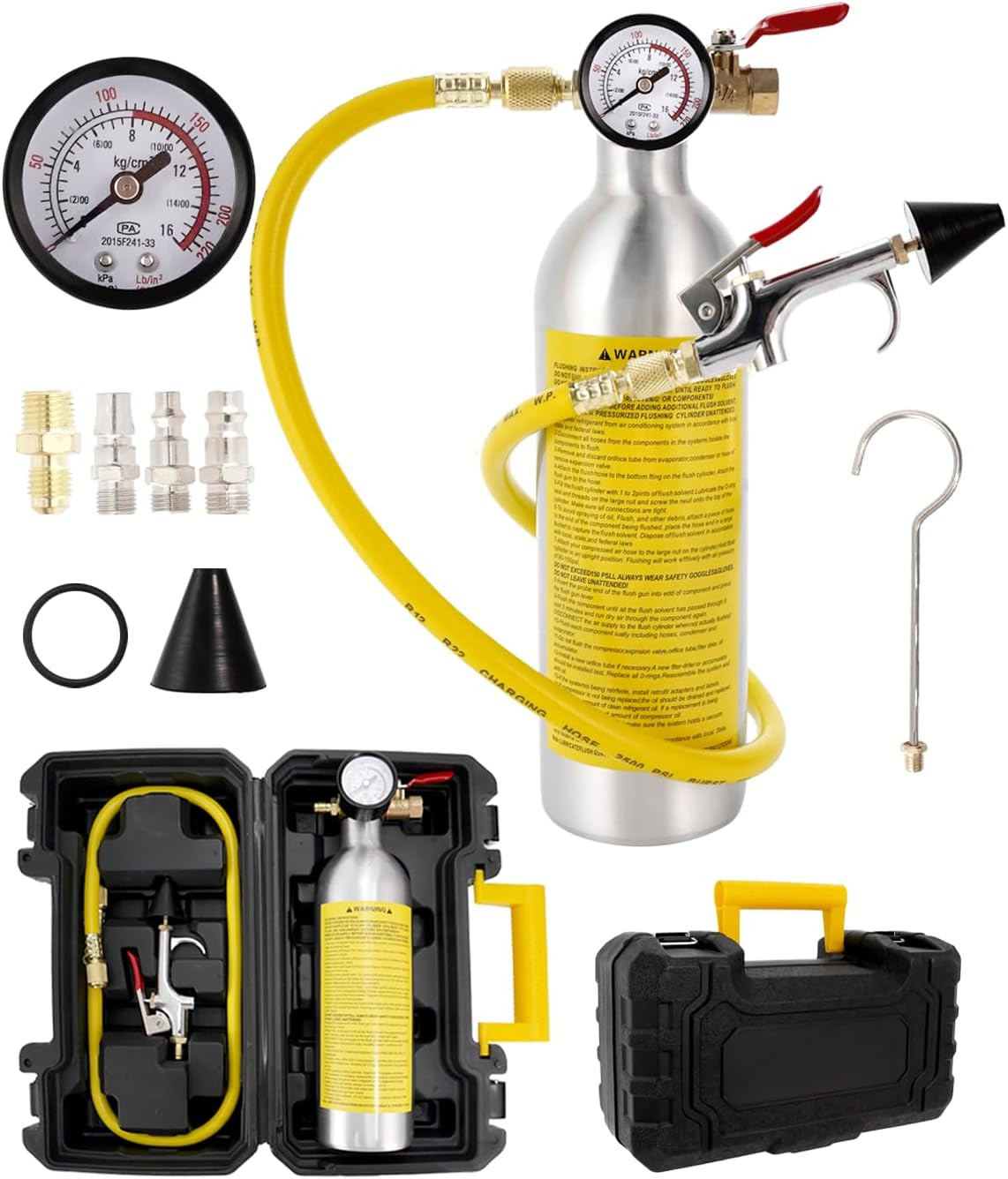 AC Flush Kit Stainless Steel Air Conditioner System Cleaning Tool with Canister,