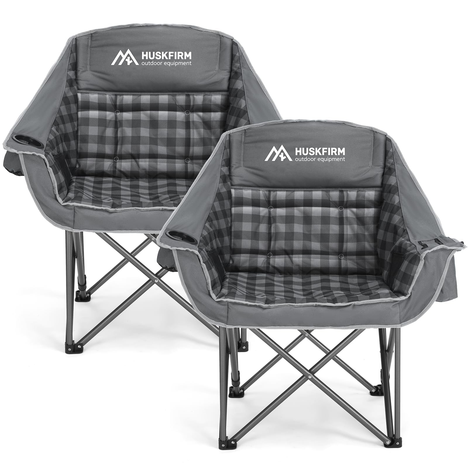2 Pack Camping Chairs Oversized Padded Camping Chair Heavy-Duty Foldable Camp...