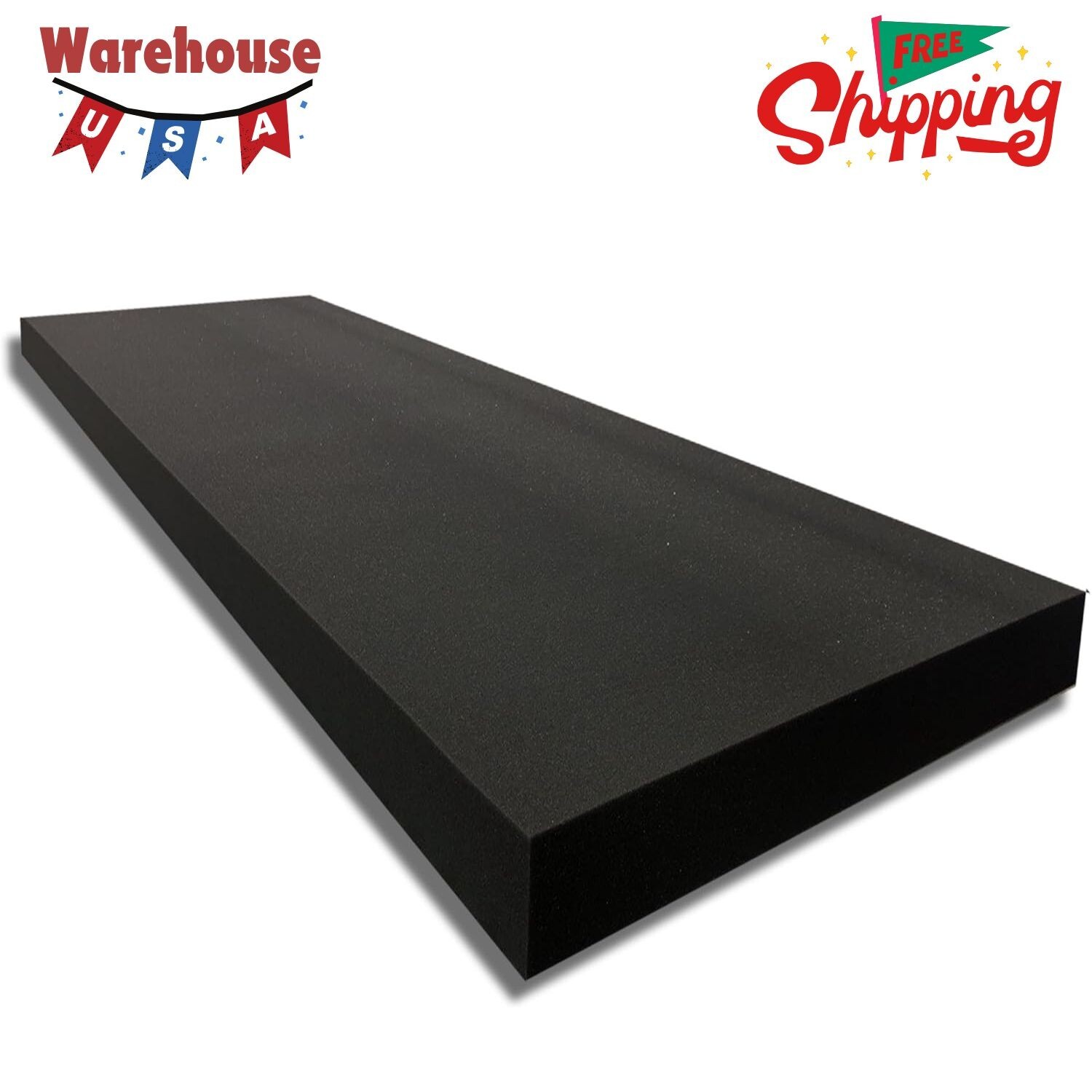 2" Thick x 24" Wide x 72" Long Charcoal High Density Foam, Ideal for Foam Paddin