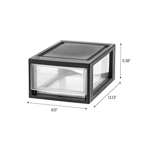 MSD-1 Compact Stacking Drawer - Black - 6 Quart - 4-Pack - Set of 4