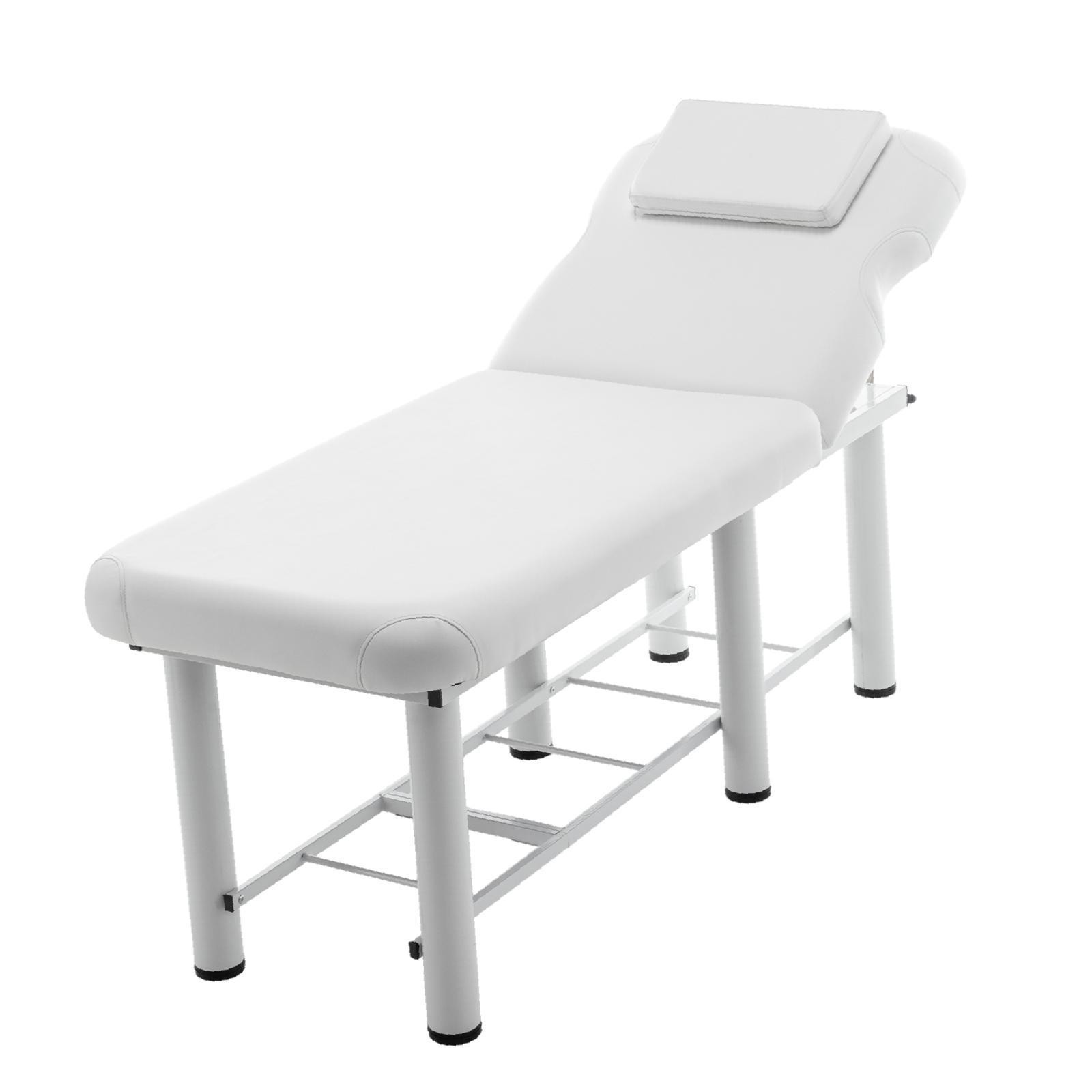 Luxury White Massage Bed with Sturdy Steel Frame, Waterproof PU Leather &
