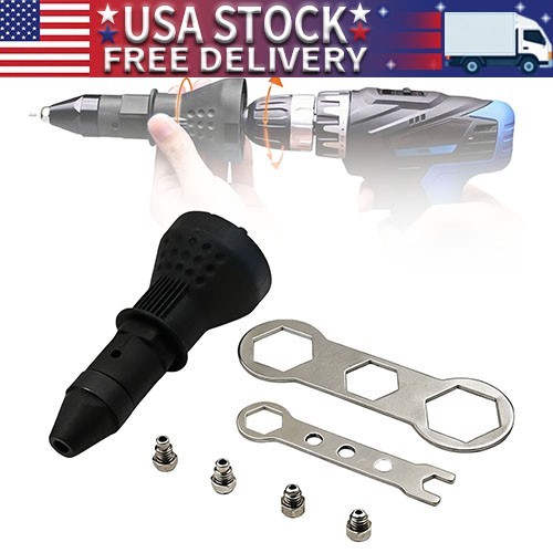 Electric Rivet Nut Gun Adaptor Insert Cordless Riveting Tool Power Drill Kit US