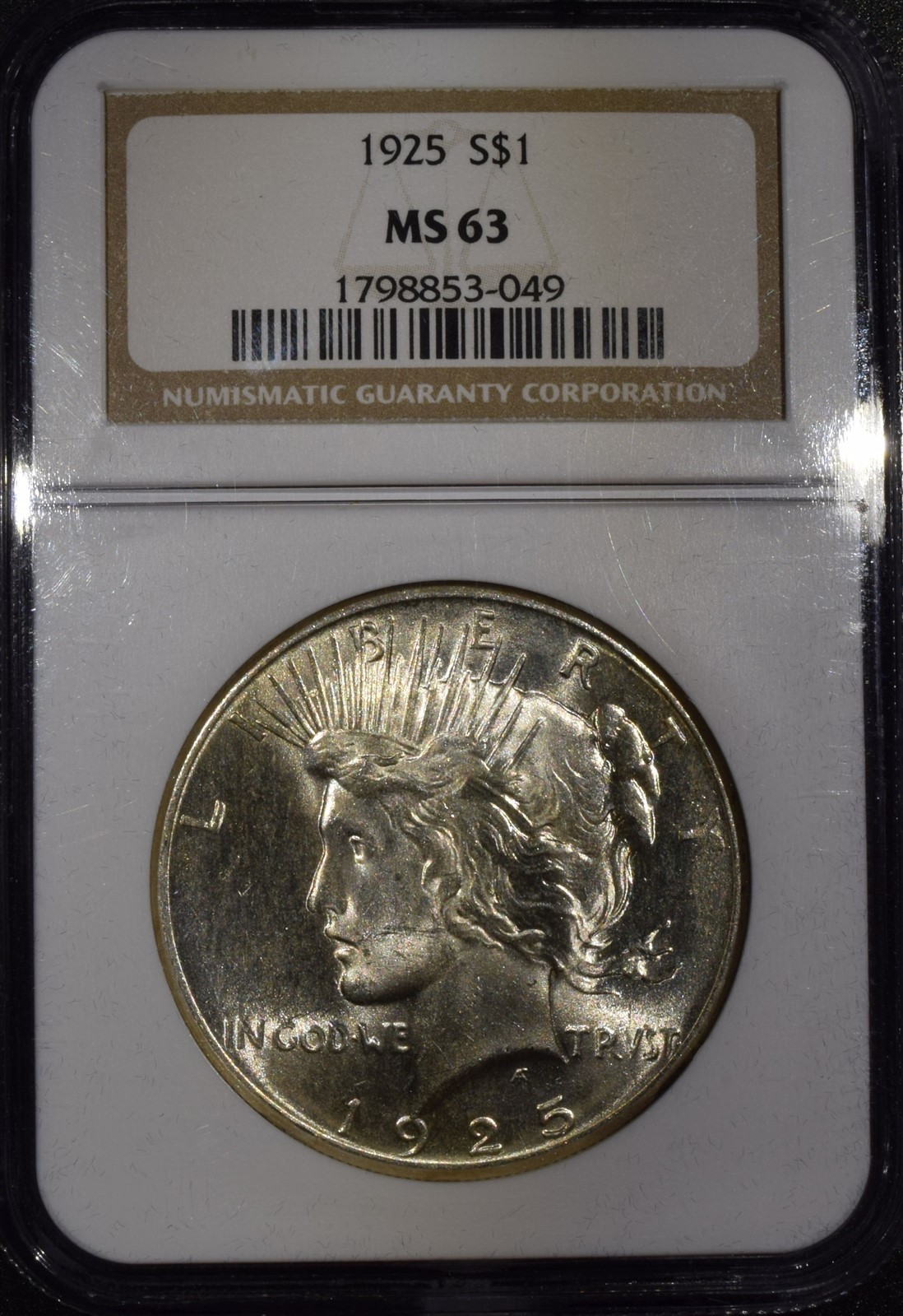1925 Peace Dollar "NGC MS63"