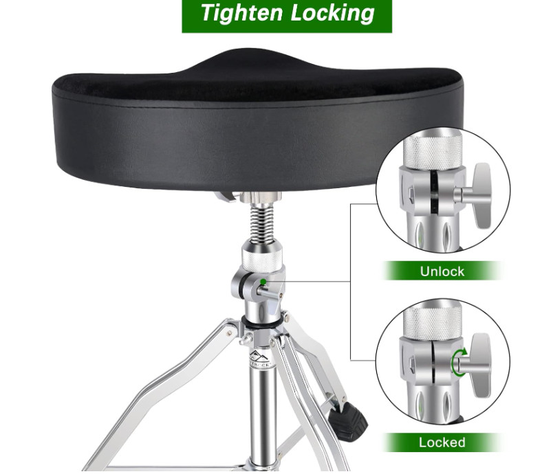 Drum Throne Drum Seat Height Adjustable,Rotatable Padded Drum Stools