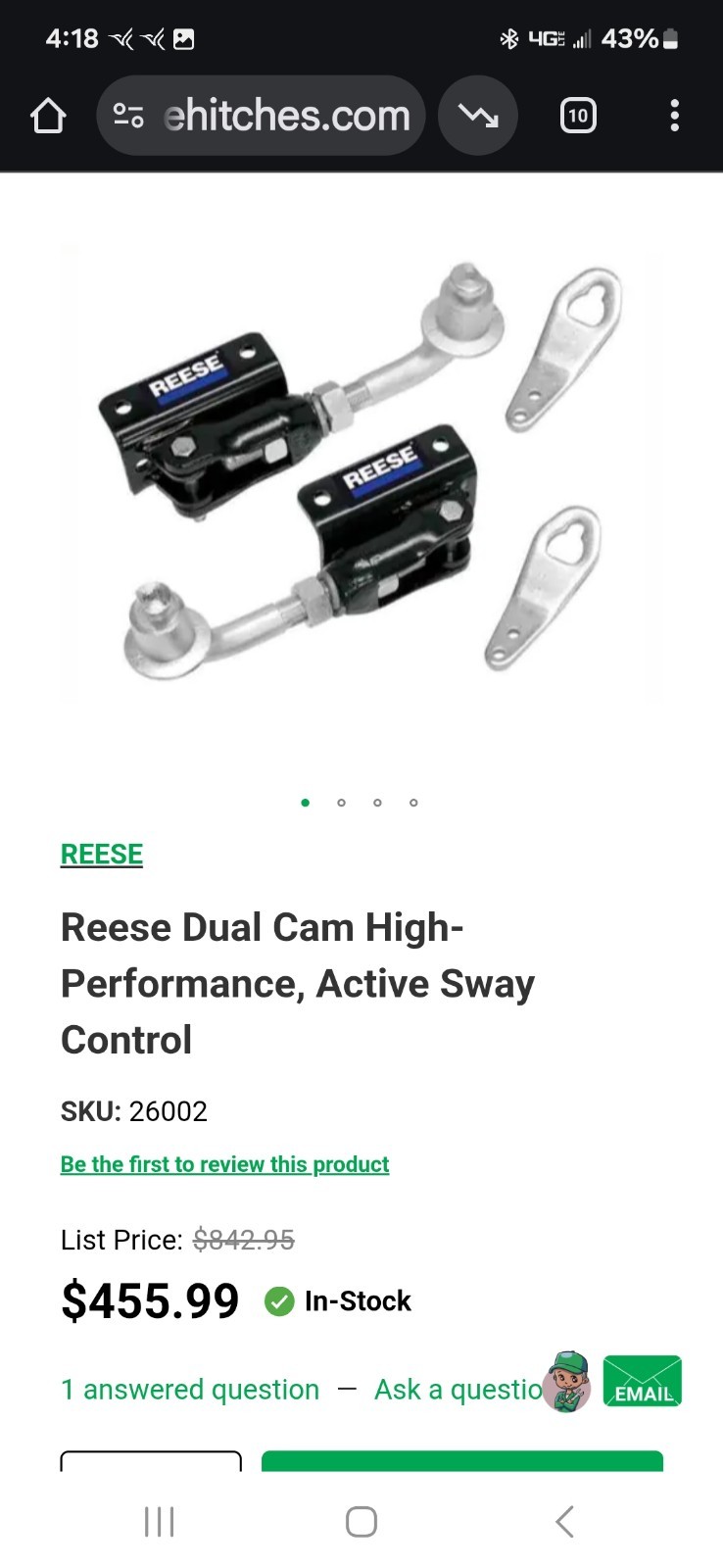 Trailer Hitch Reese 26002 dual cam