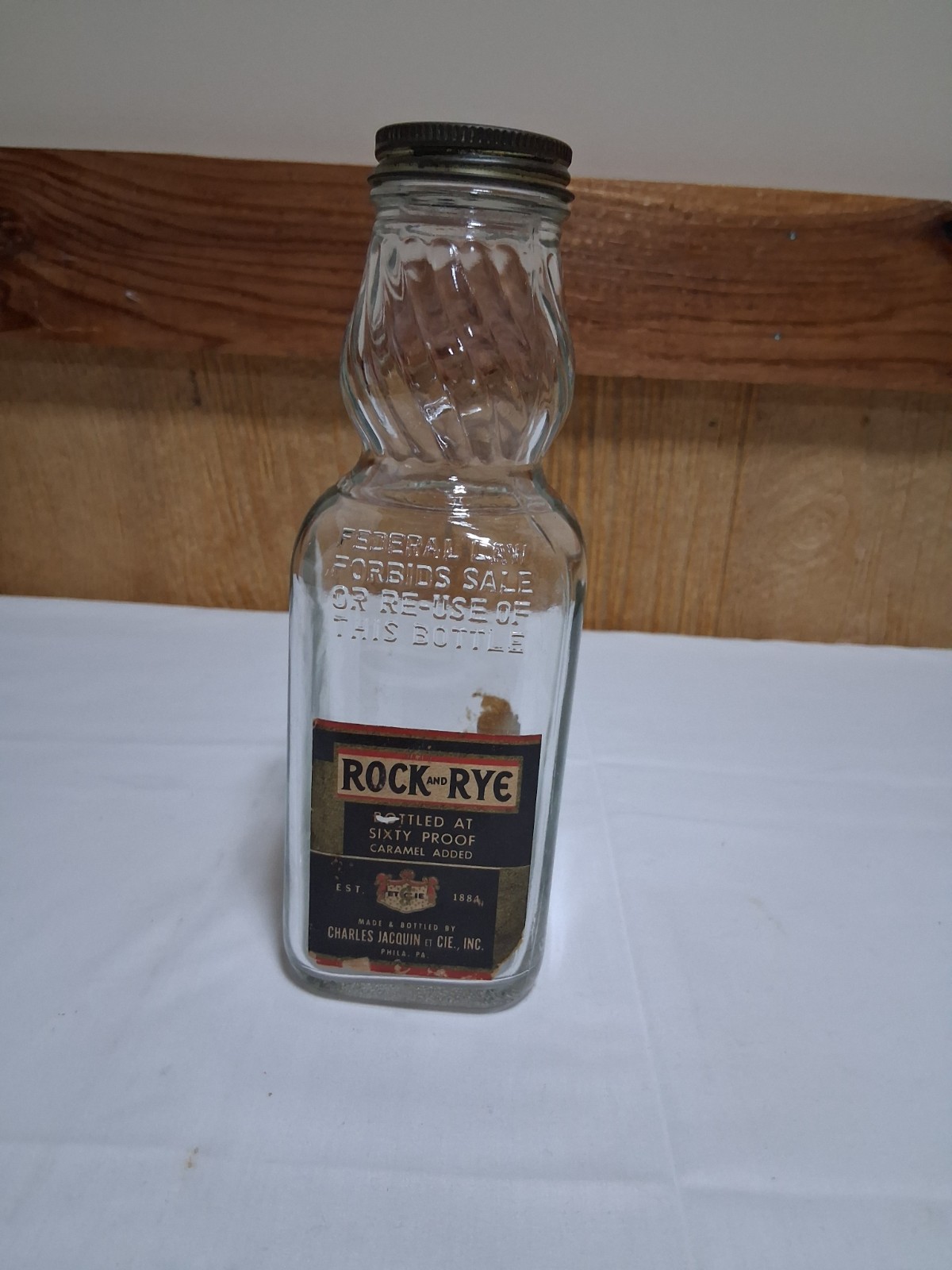 Vintage Rock And Rye Glass Bottle