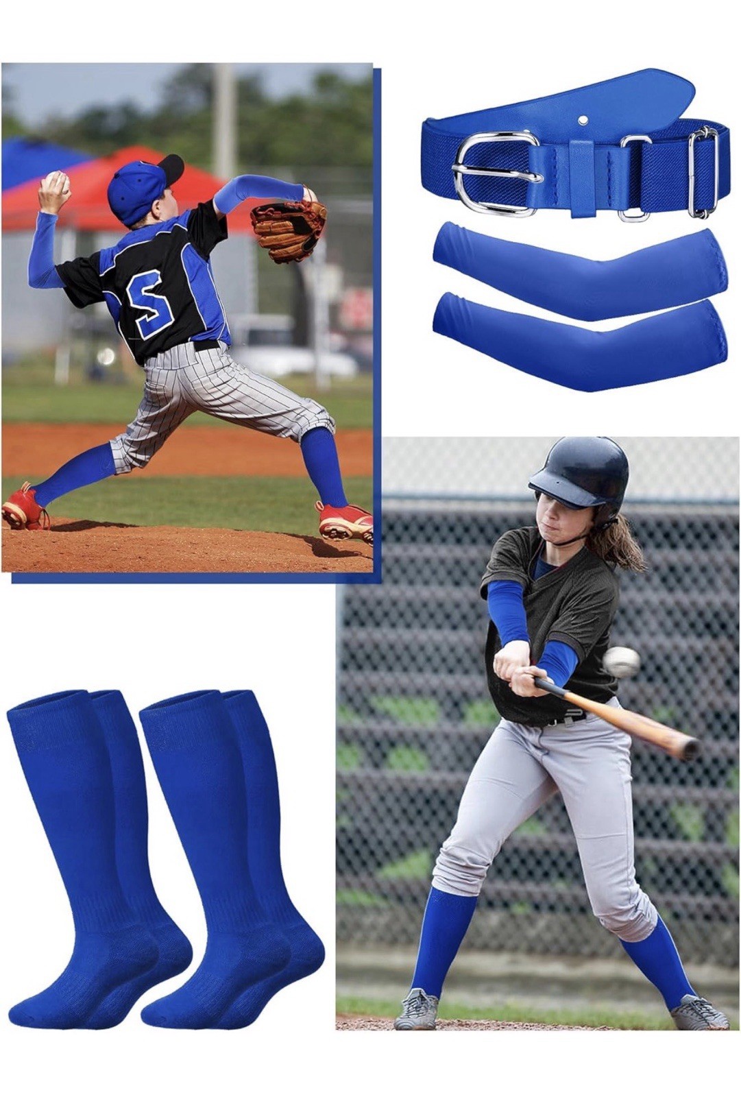 TZTTZT 2 Pair Youth Softball/Baseball Socks