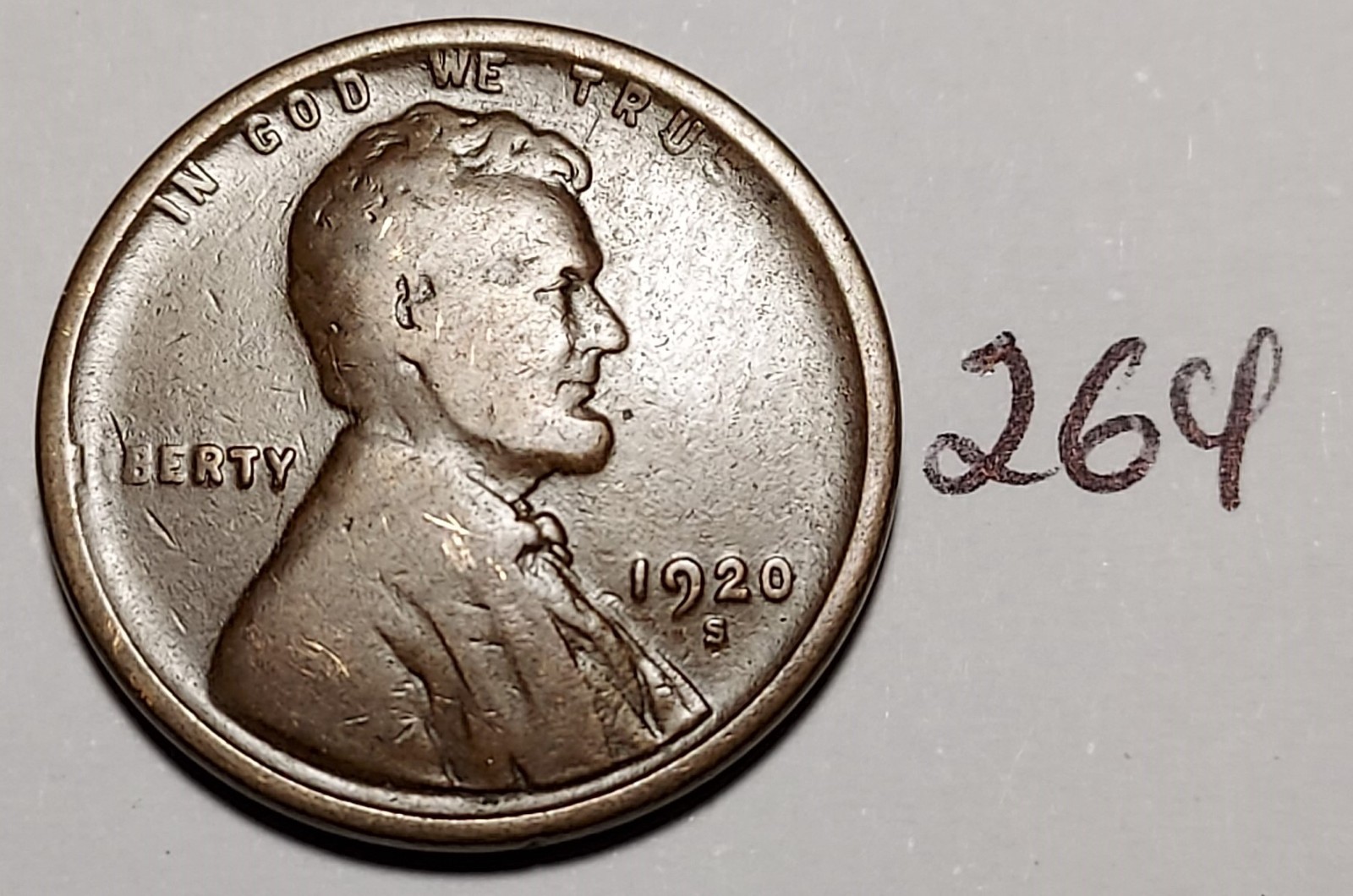 1920-S Lincoln Wheat Cent Below Fine #264