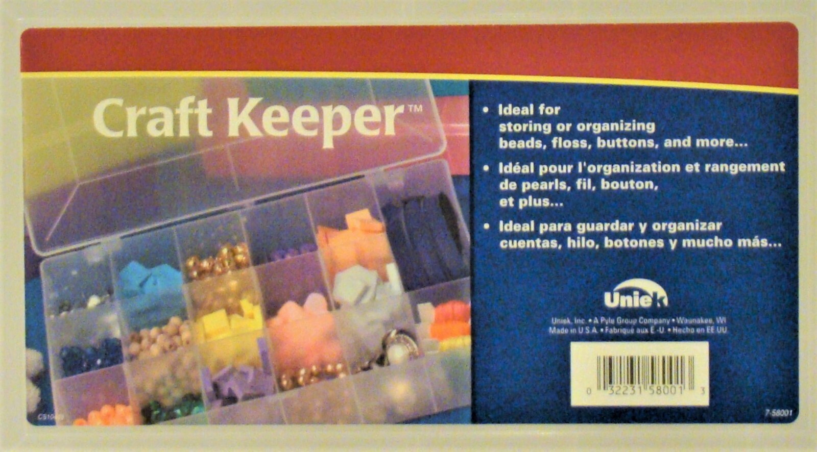 UNIEK: Plastic 17 Compartment Storage Container - Includes assorted beads plus