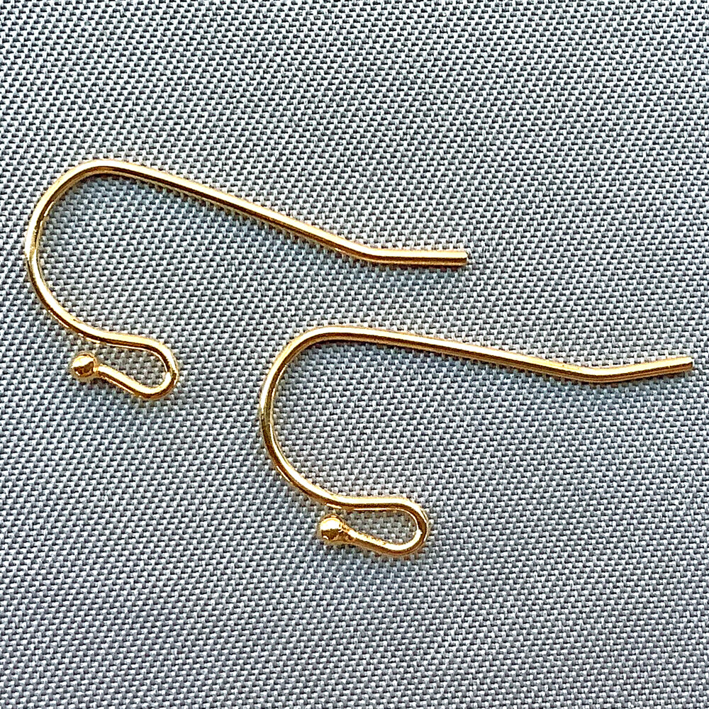 French Hook Ball Earwires 20mm 22ga Gold Plated Alloy Q12 Pair Per Pkg