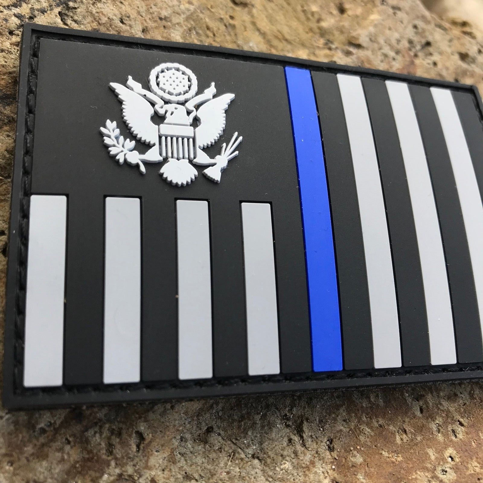 Thin Blue Line Subdued US Customs and Border Protection Ensign Flag PVC Patch