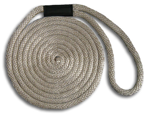 5/8" x 10' Solid Braid Dock Lines - Silver - Made in USA
