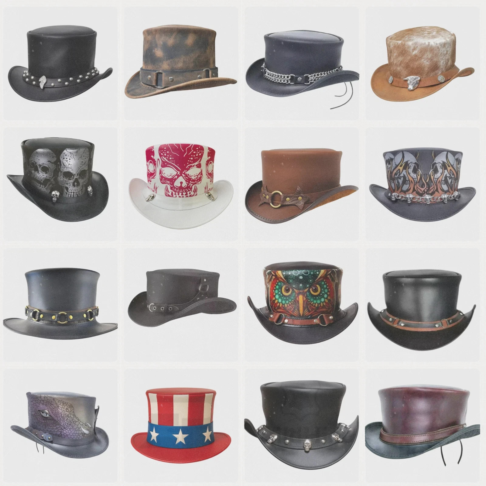 Handmade Leather Steampunk Top Hat Gothic Victorian Biker Cosplay Gift