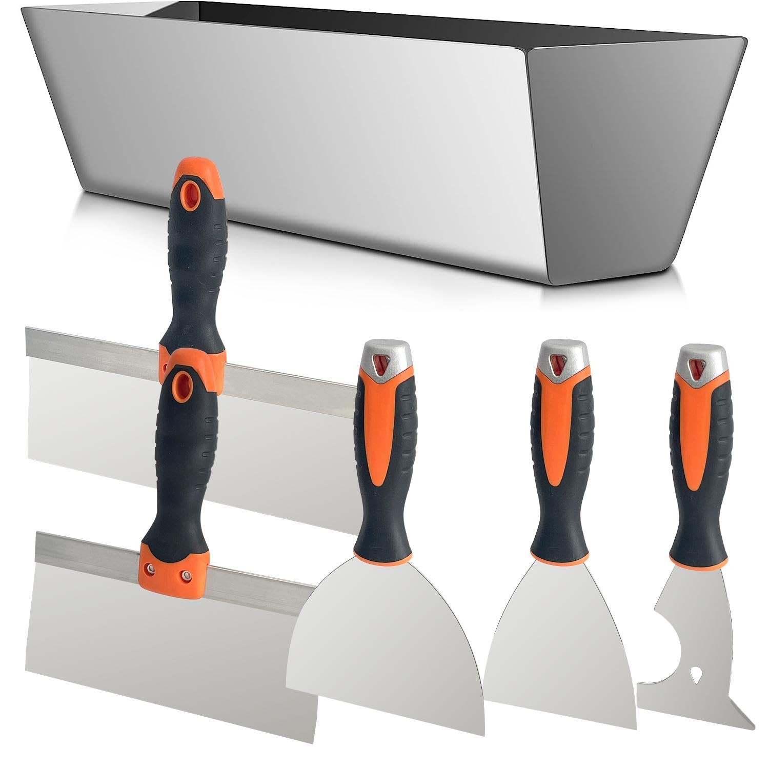 New Drywall Hand Tool Kit, 5Pcs Stainless Steel Putty Knife Scrapers Taping with