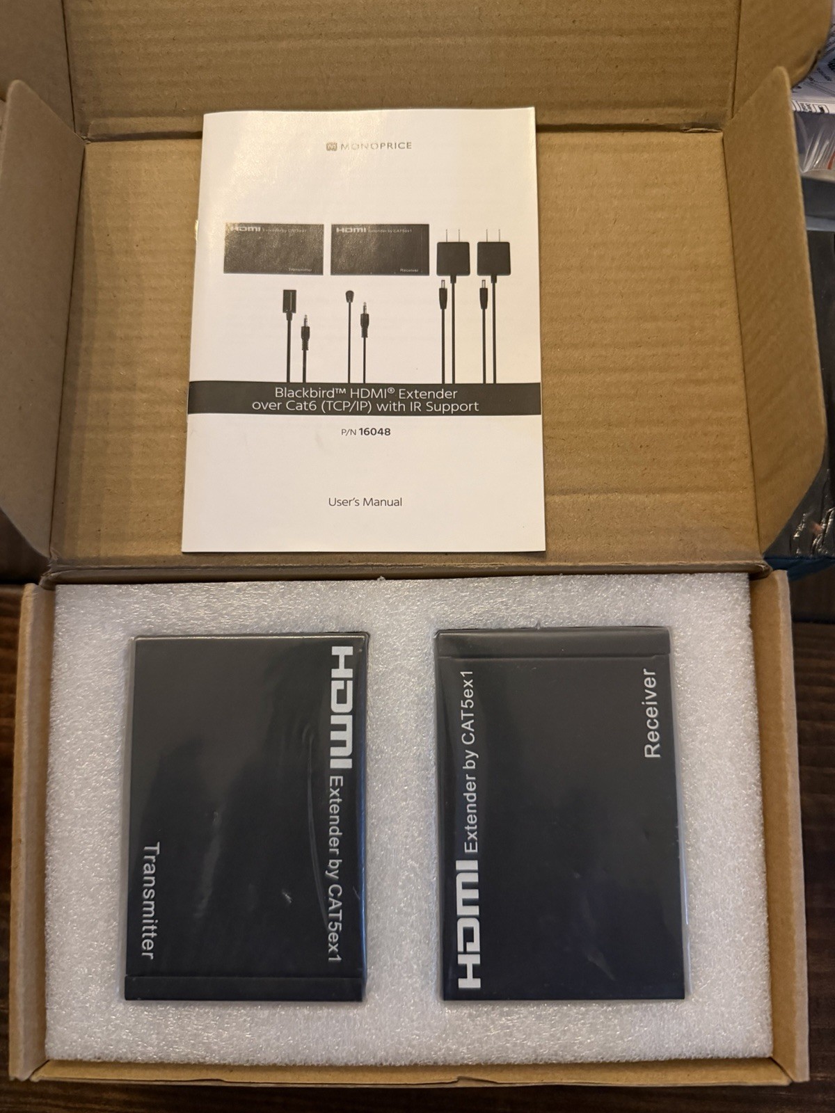 Monoprice 16048 HDMI Extender over CAT5e CAT6 Ethernet 1080p 196ft Box