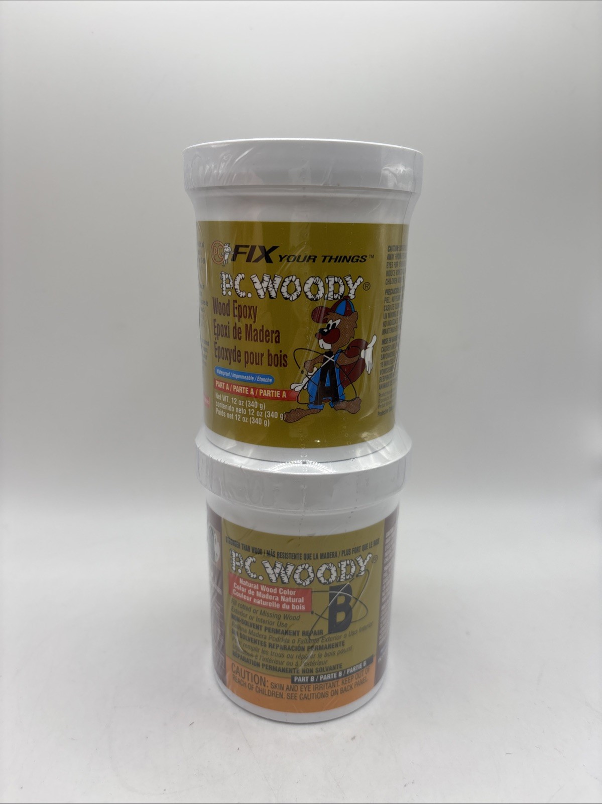 PC Woody Wood Epoxy Repair Kit A & B 2-Part Wood Filler Sealed New 12oz