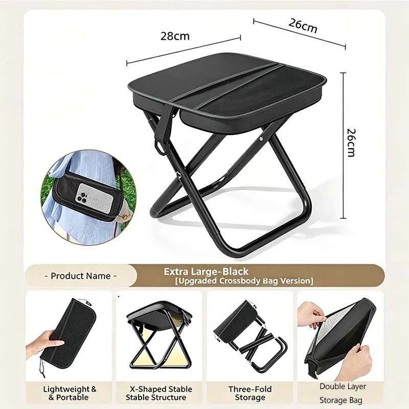 Portable Foldable Backpack Stool, Travel Stool Foldable Bag,Carry Outdoor Chai