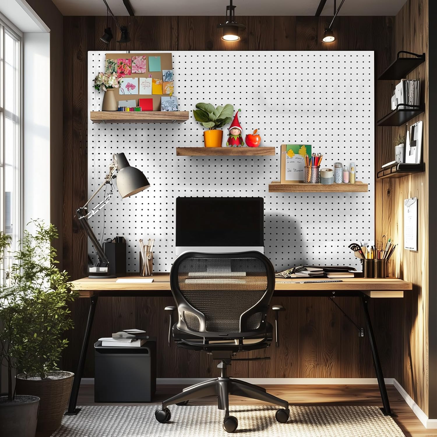 Wood Pegboard Shelves Lip 14" X 4" Peg Board Racks 3Pack Wall Organizer Shelf