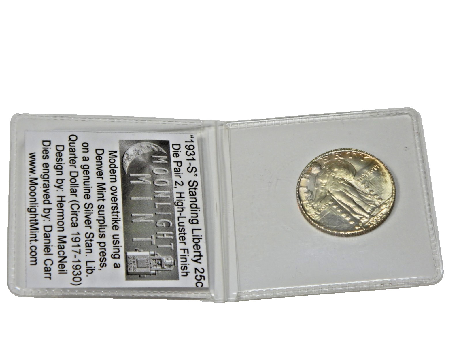 Rare 1931-S silver Standing Liberty Quarter Daniel Carr Overstrike High Luster