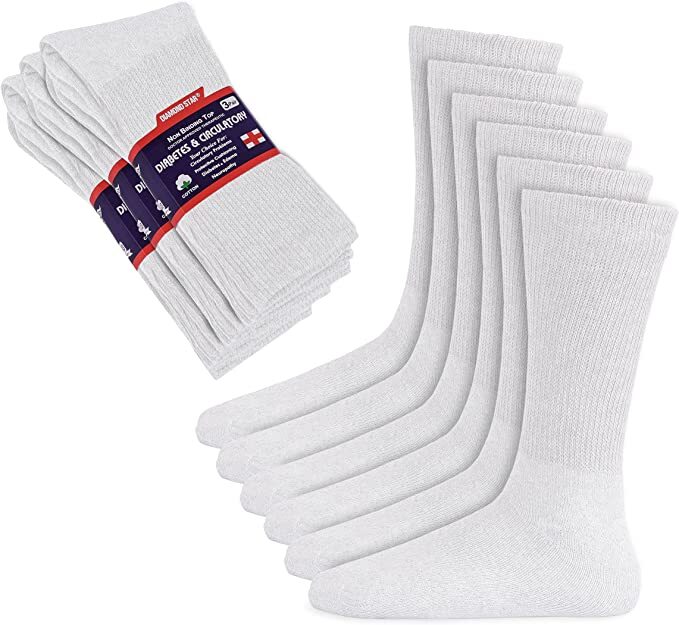 3 6 12 Pairs Men Women Circulatory Health Diabetic Crew Socks 9-11 10-13 13-15