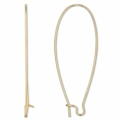 Extra Long Gold Plated Kidney Earwires 12 Pair