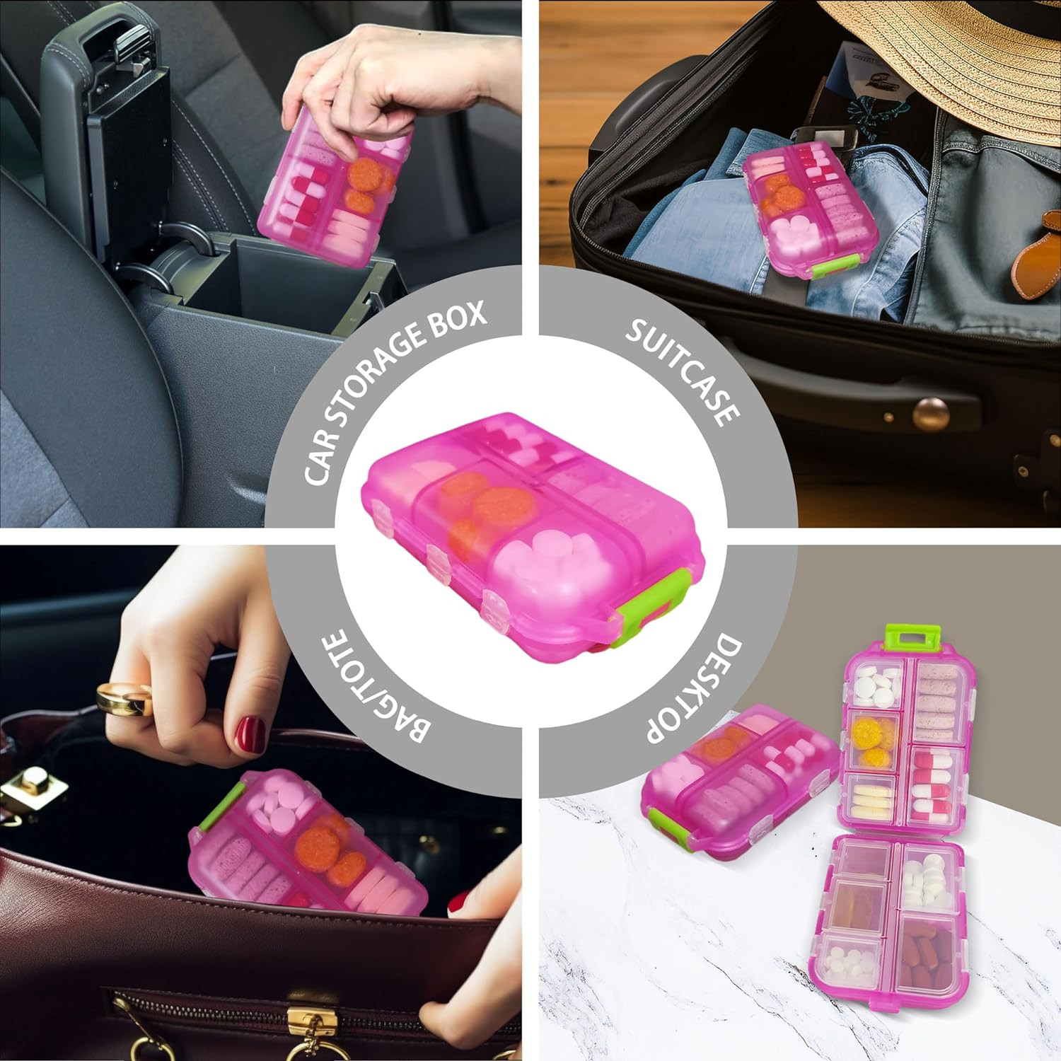 Pill Organizer with Medicine Labels Travel Daily Pill Container Mini Medication