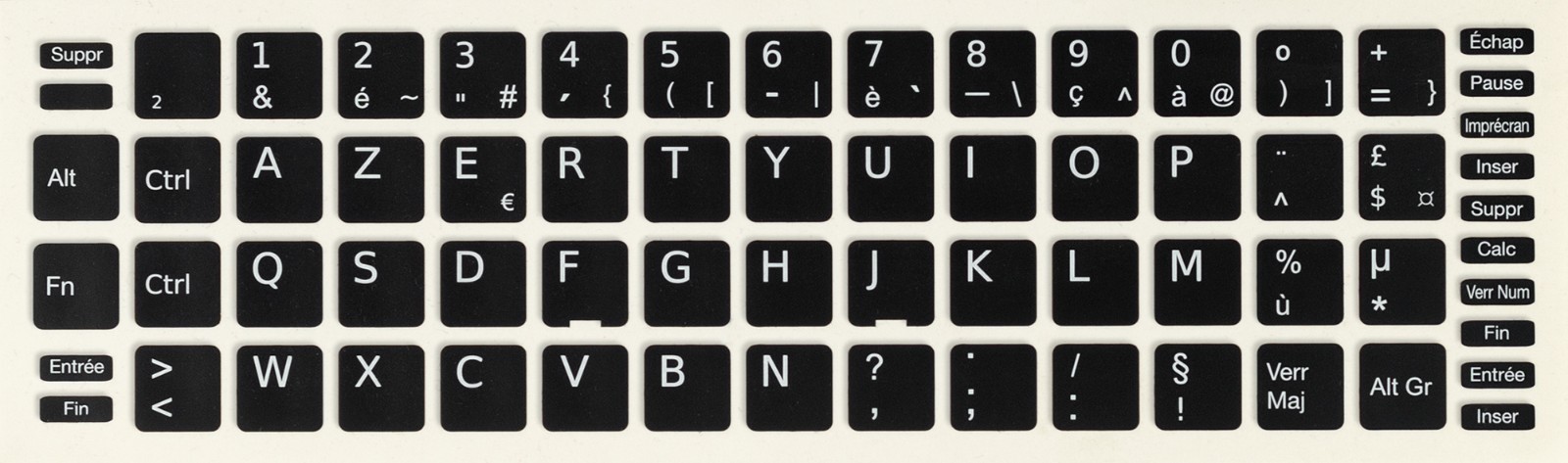 REPLACEMENT FRENCH fr-FR KEYBOARD STICKER KEY LAPTOP BLACK 13x13mm