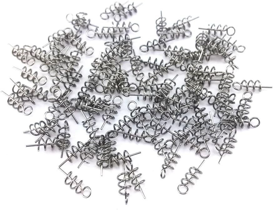 100pcs Spring Twist Lock Fishing Hook Centering Pin for Soft Lure Bait Worm Cran