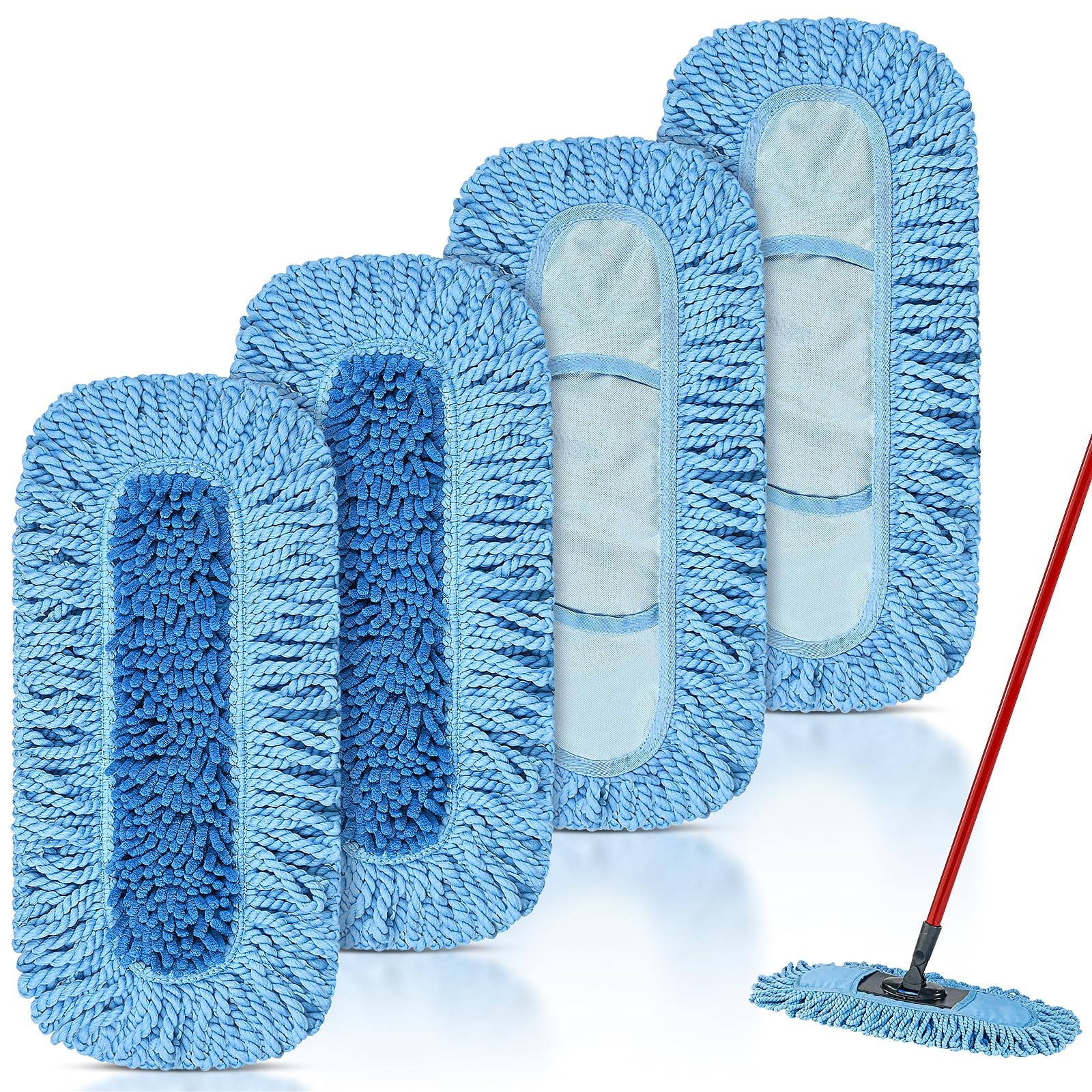 4 Pack Reusable Dust Mop Heads Compatible with O-Cedar Dual-Action Microfiber...