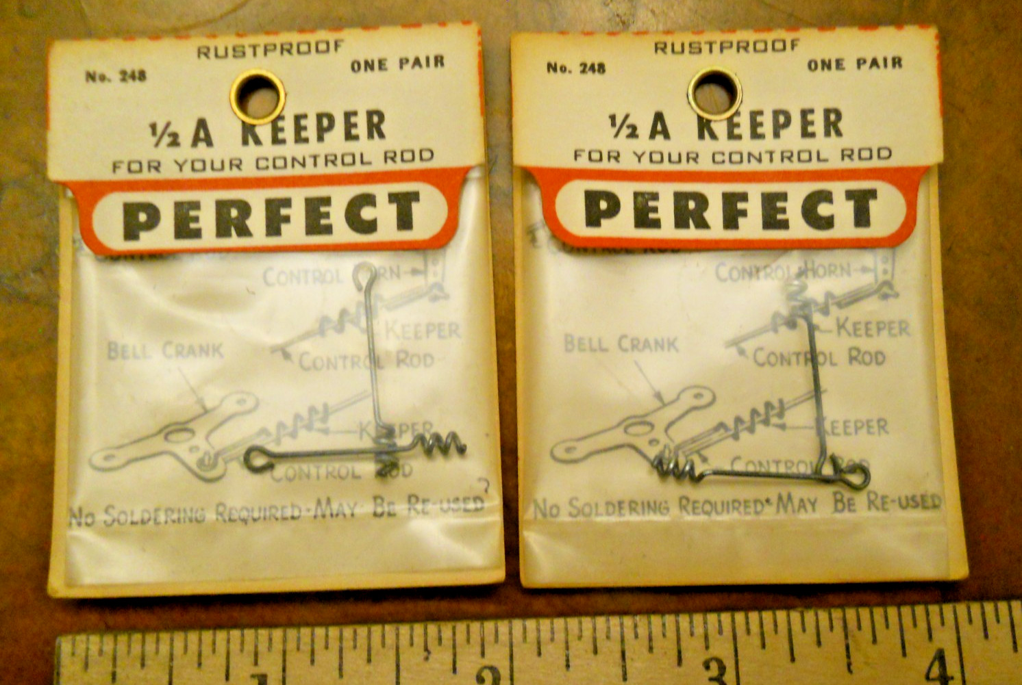 PERFECT MODEL AIRPLANE PARTS #248 1/2A KEEPER, 2 PKGS, (NEW OLD STOCK)