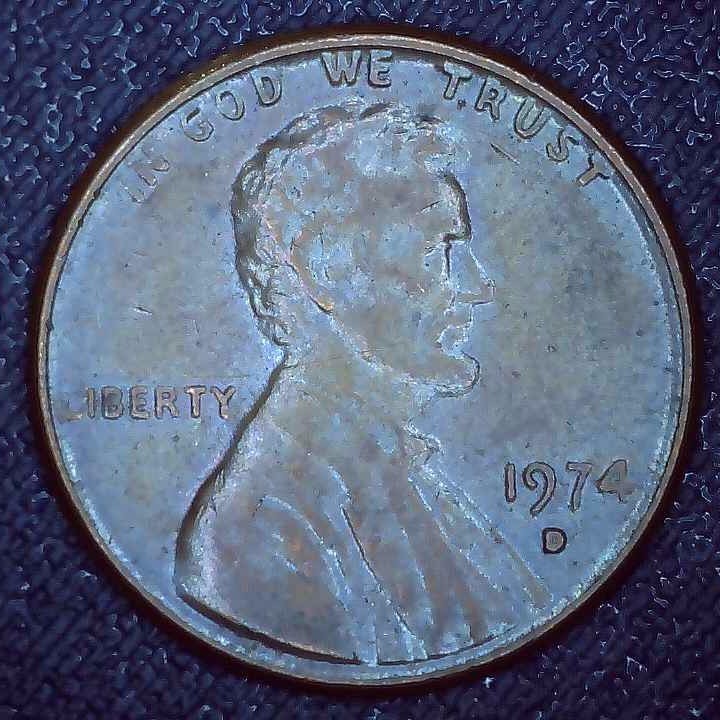 1974 D Lincoln Penny toned